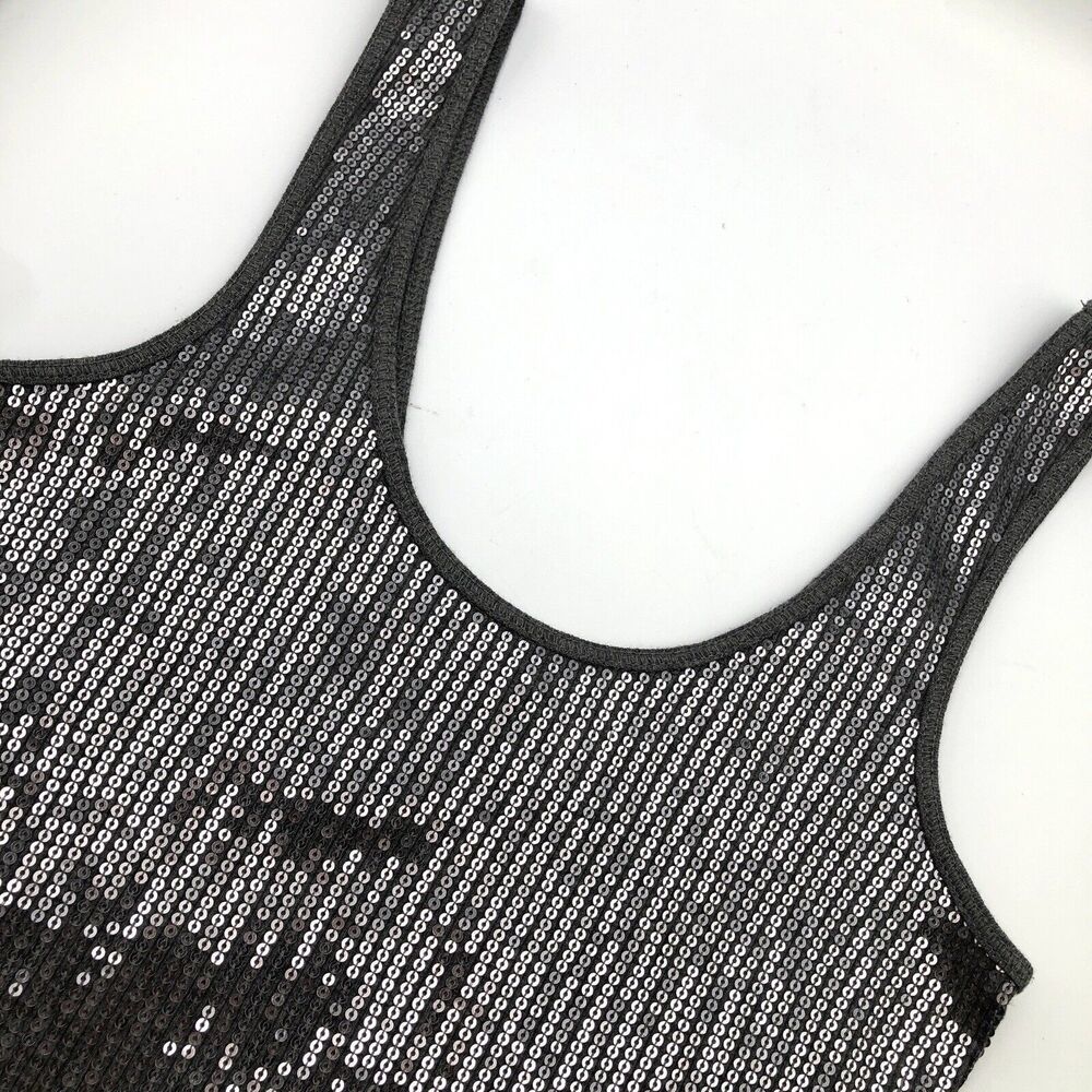 Express Sleeveless Gray Sequin Sparkle Tank Top Women's Size SP Clubbing